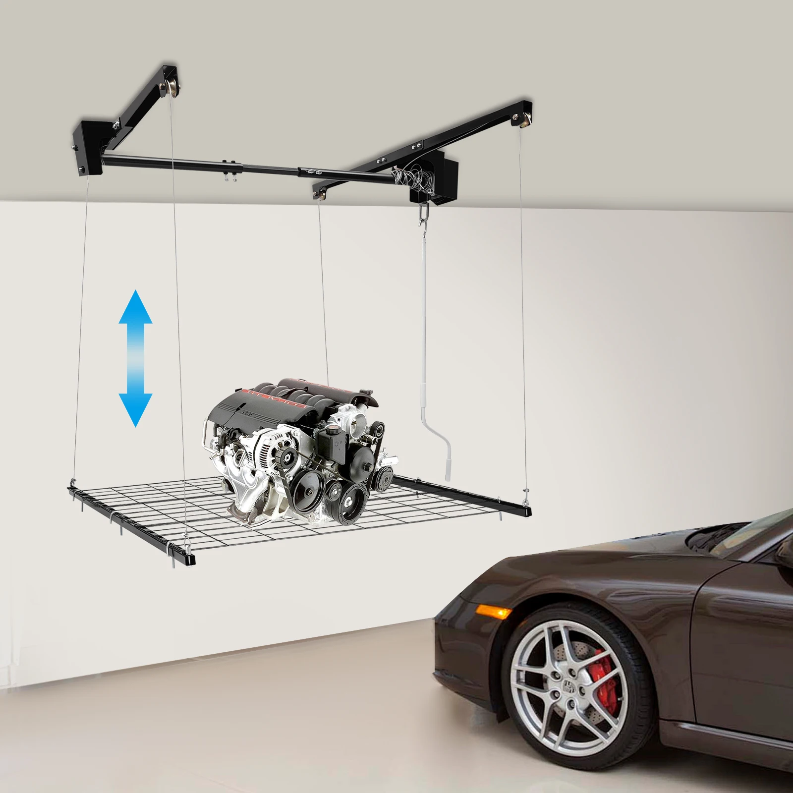 

Черная гаражная полка для хранения из углеродистой стали, прямоугольная гаражная полка 4x4 дюйма, 300 фунтов, регулируемая высота 79 дюймов для хранения инструментов