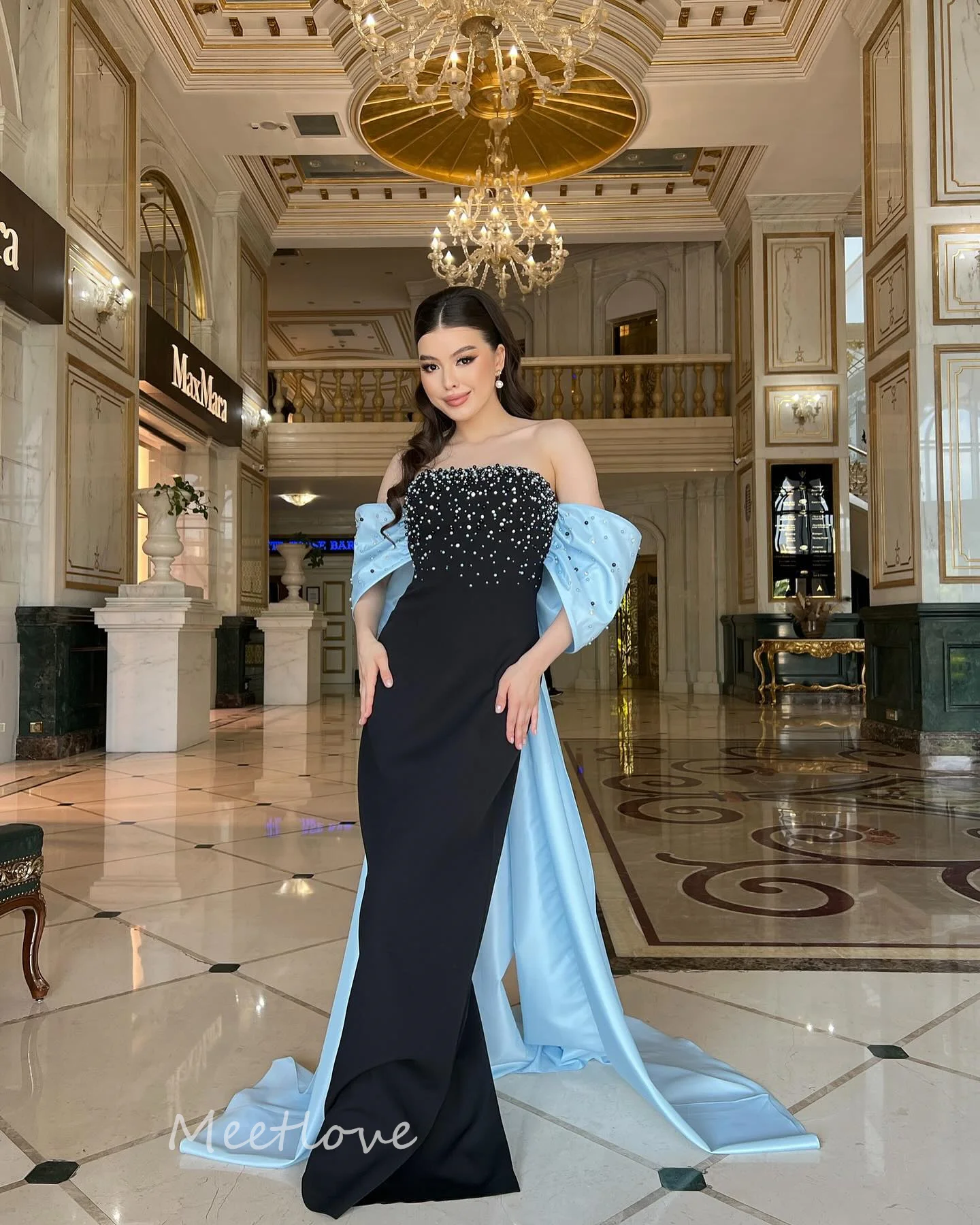 Meetlove-vestidos De graduación sin tirantes, cola De barrido con cuentas, Espalda descubierta, vestidos De noche formales personalizables para ocasiones, batas De Arabia 2024