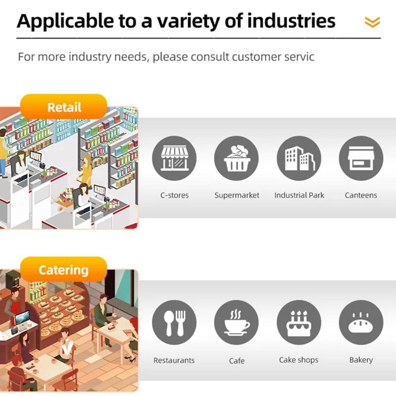 Mesin Kasir Layar Sentuh 10.1 inci untuk Restoran Supermarket dengan Pemindai WIFI Bluetooth dan Printer Struk Termal 58mm Terintegrasi