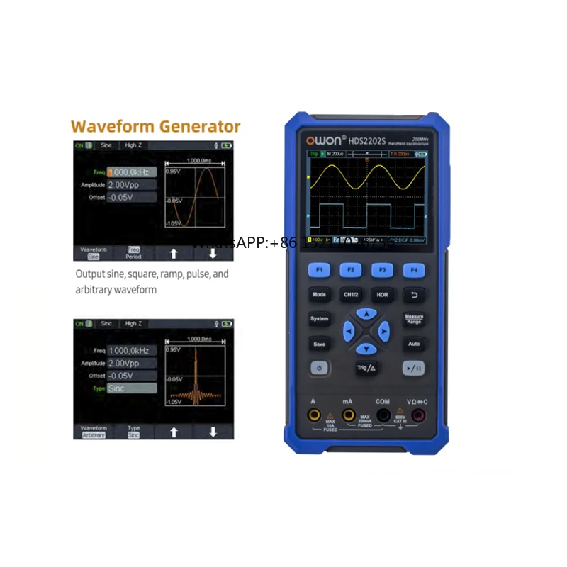 OWON HDS2202S Multifunction Oscilloscope 200MHz Bandwidth 1GSa/s Sample Rate Digital Oscilloscope Multimeter Waveform Generator