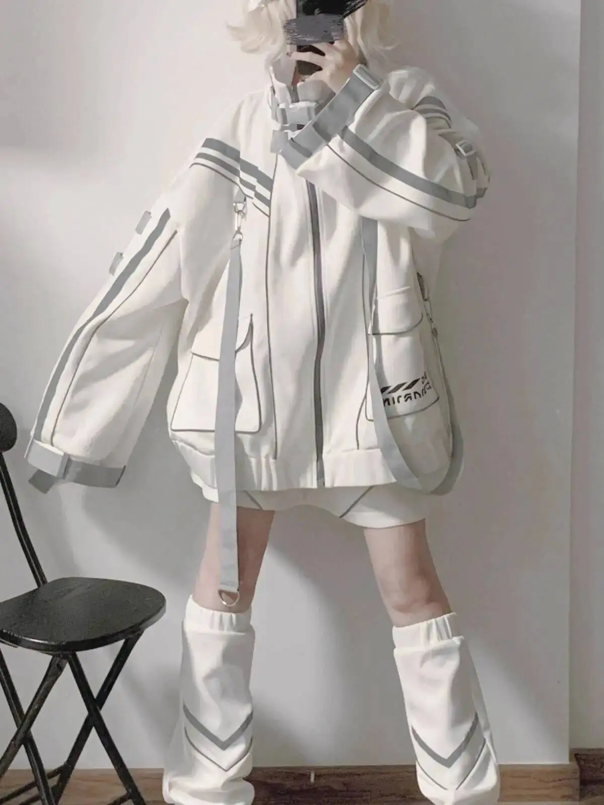 Chaqueta estilo Cyberpunk de subcultura japonesa para mujer, ropa de abrigo deportiva holgada, Top inspirado en Anime suave para chica Vibe 2025