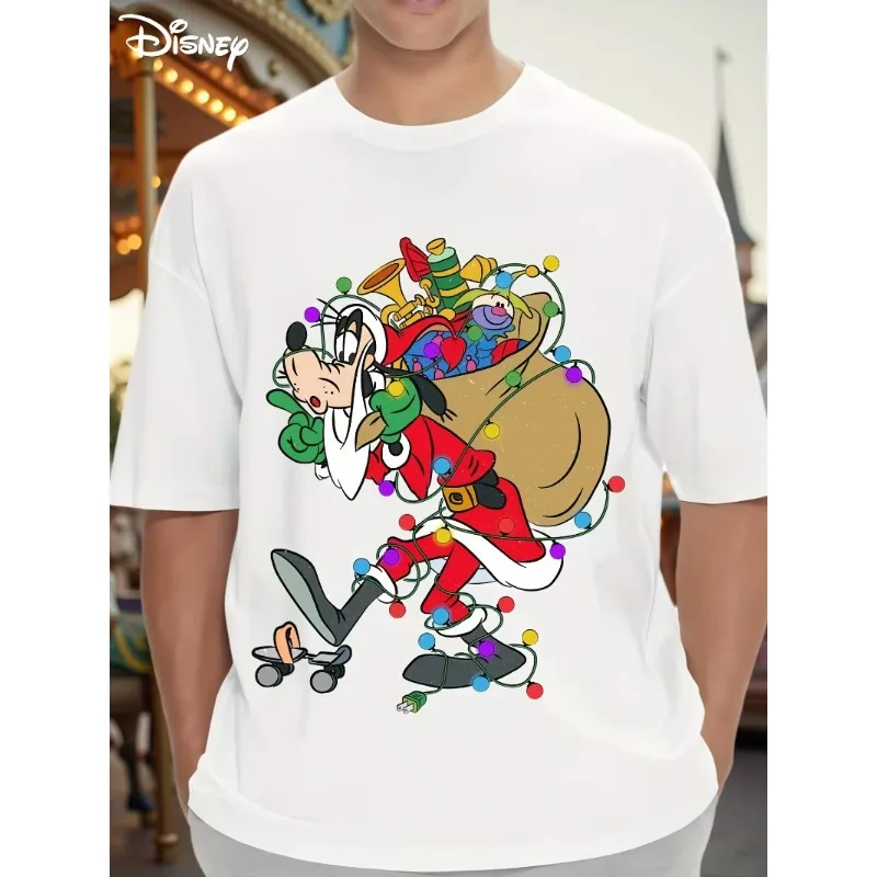 

Рождественская забавная футболка Disney Goofy Goof с 3D принтом и круглым вырезом с длинными рукавами, свободная удобная повседневная дышащая быстросохнущая футболка