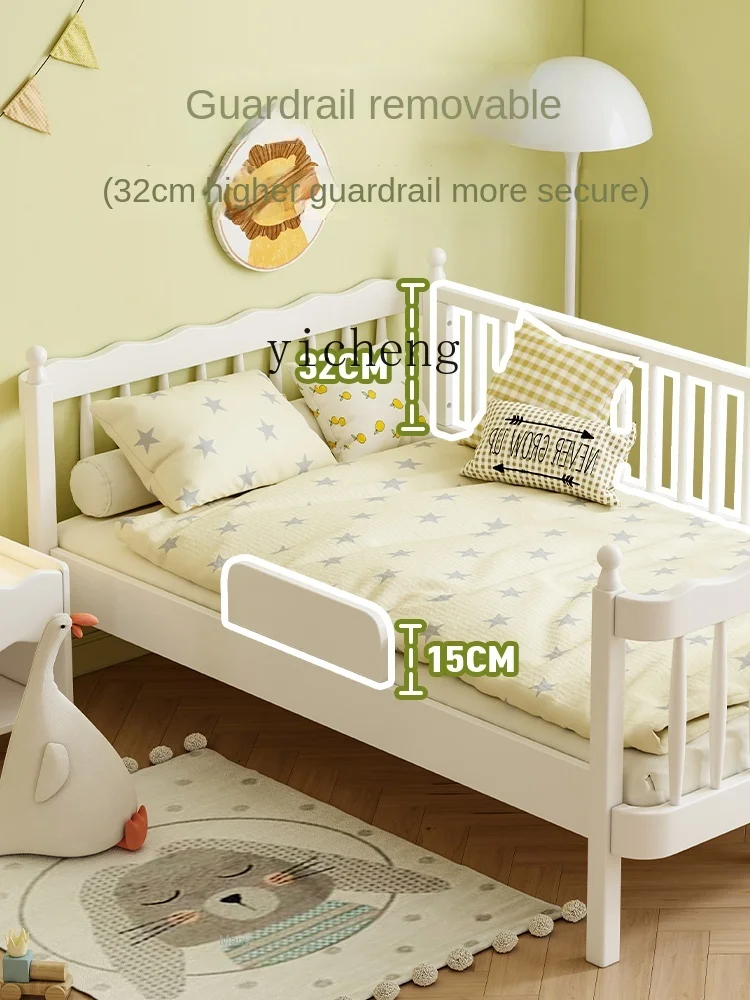 Letto per bambini in legno massello Tqh con recinzione 1 M 5 letto singolo 1 M 2 cuciture