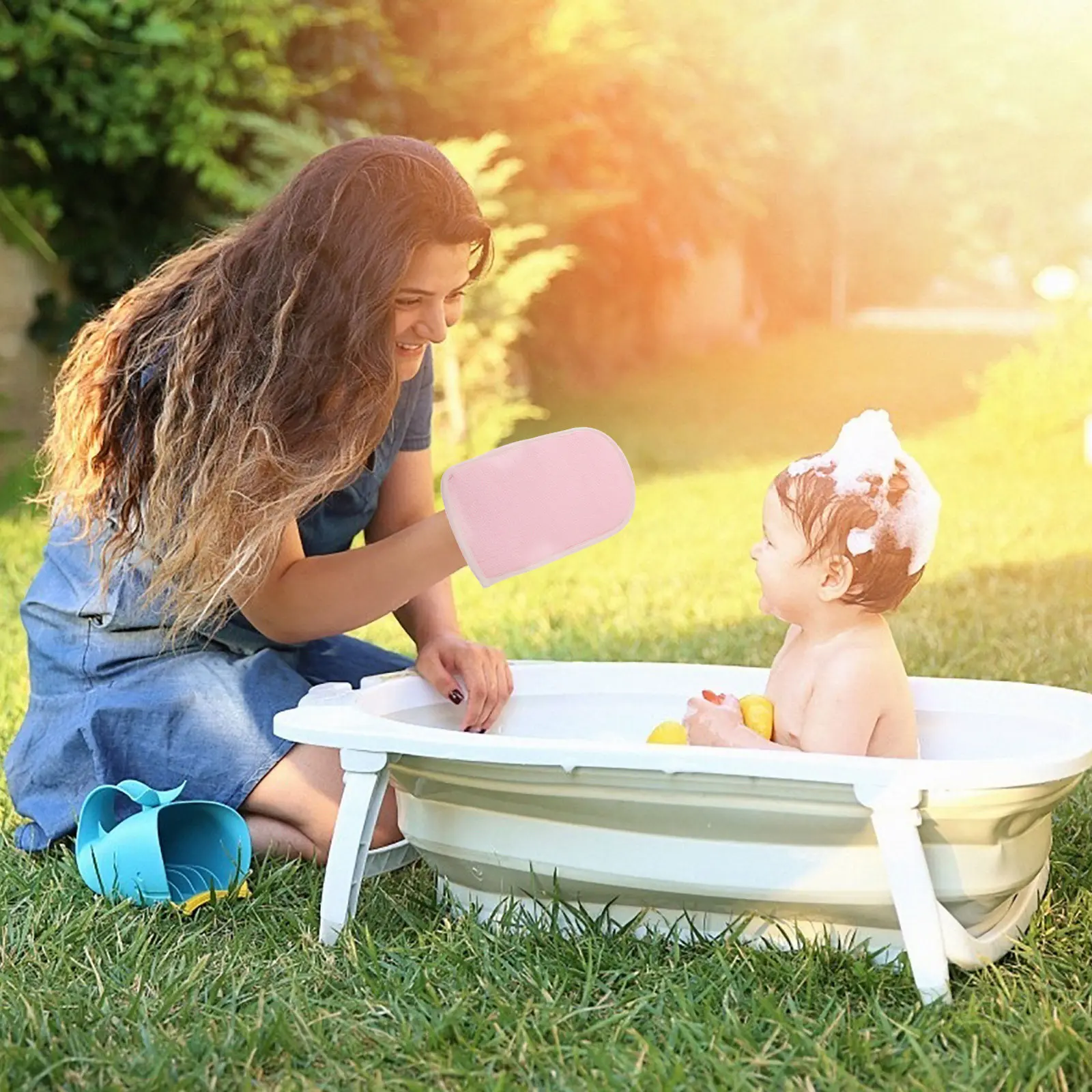 

2Pcs Bath Towel and Shower Gloves Set Fine Craftsmanship Long-Lasting Rubbing Towel for Full Body Exfoliation Back Cleaning Spa