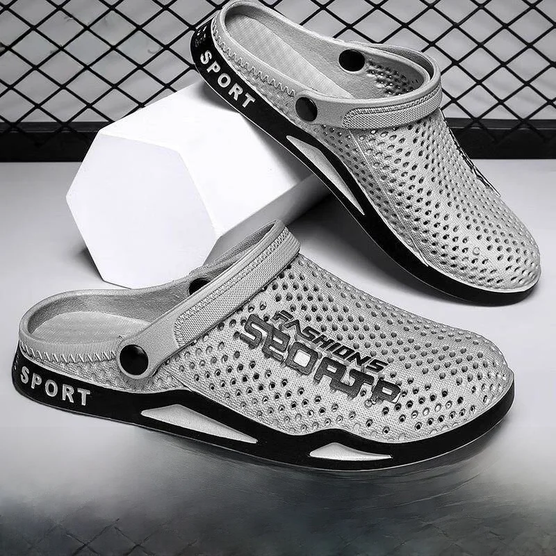 

Youth Trendy Sports Slippers Breathable Wear-Resistant Summer Beach Shoes for Men Anti-Slip PVC Material Flat Heel EVA Insole