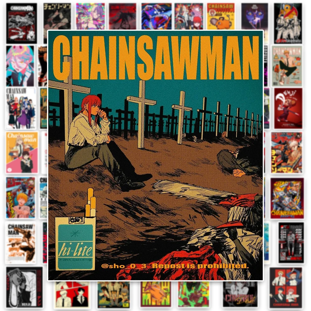 أنيمي 60 قطعة/المجموعة بالمنشار رجل ملصقات Denji Pochita Makima Reze الطاقة Diy بها بنفسك دفتر حقيبة ملصقات الزخرفية هدية عيد