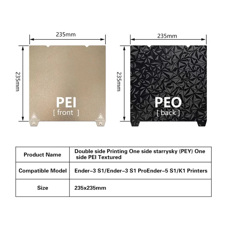

Creality K1 Build Plate Texture Spring Steel Sheet 235x235mm for Ender 3 V3 SE PEO PET PEY PEI 3D Printer Heated Bed Compatible