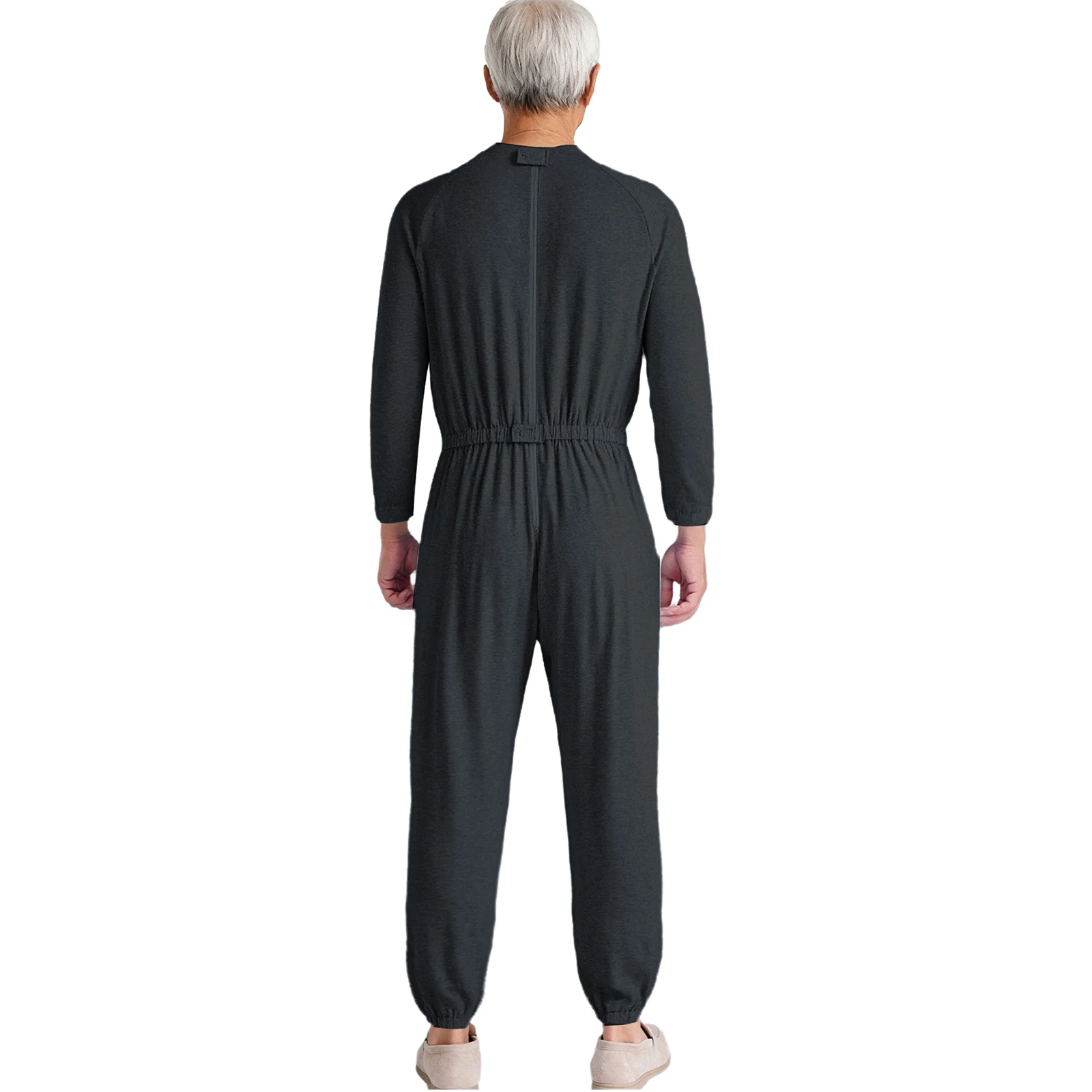 Vêtements adaptatifs pour hommes, poignets élastiques à manches longues avec conception arrière Anti-bande, combinaison pour personnes âgées démences et besoins spéciaux