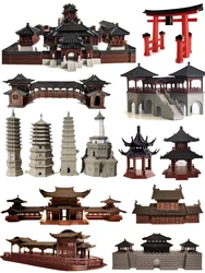 Miniature Fish Tank Rockery Gazebo Temple Ancient Building Model Desk Decoration Micro Landscape Ancient Building Home Decor