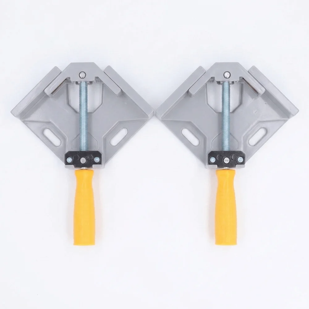 2pcs 90 Degree Corner Clamp Set Adjustable Swing Jaw Aluminum Alloy Right Angle Clamp Single Handle Woodworking Clamps