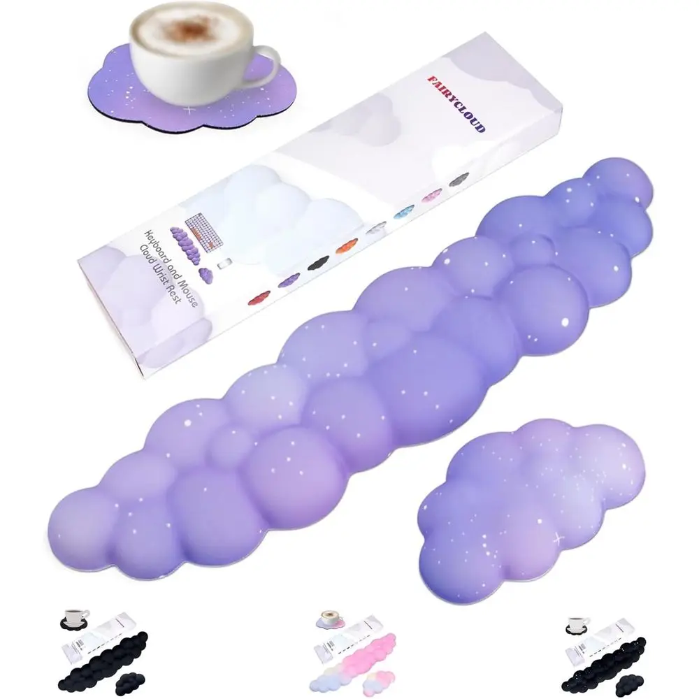Cloud Comfort Wrist Rest and Ergonomic Keyboard Mouse Set for Computers and Laptops