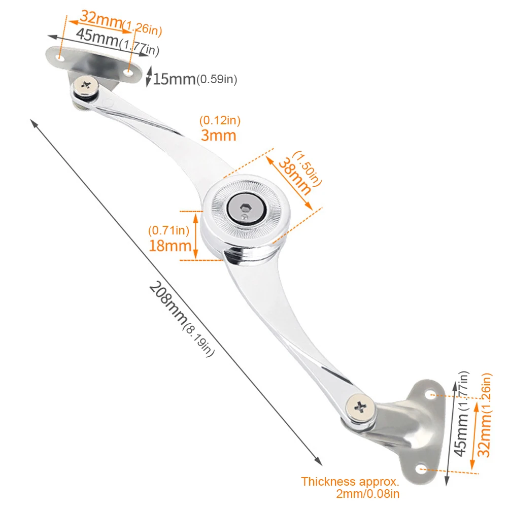 Support Hinge Lid Stay Folding Hinges Lid Stays with Soft Close Adjustable Stop in Any Position for Wardrobe Cabinets Door view 6