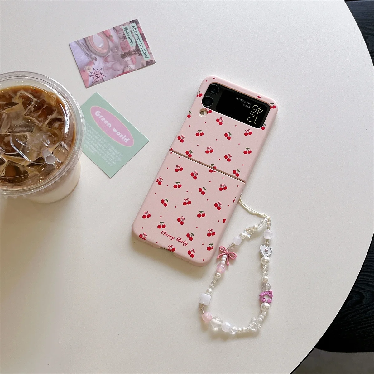 

Samsung Galaxy Z Flip 6/5/4/3 Folding Phone Case - Korean Cute Floral Butterfly Heart Pearl Bracelet Back Covers for Stylish Gir