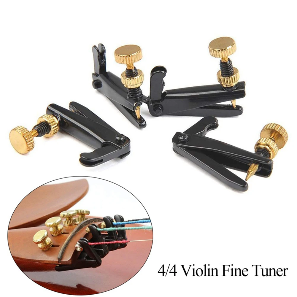 4Pcs Metal Violin Fine Tuner String Adjuster Tuning Black For 4/4 3/4 Violins Spinner Tuning Screw Musical Instrument Parts