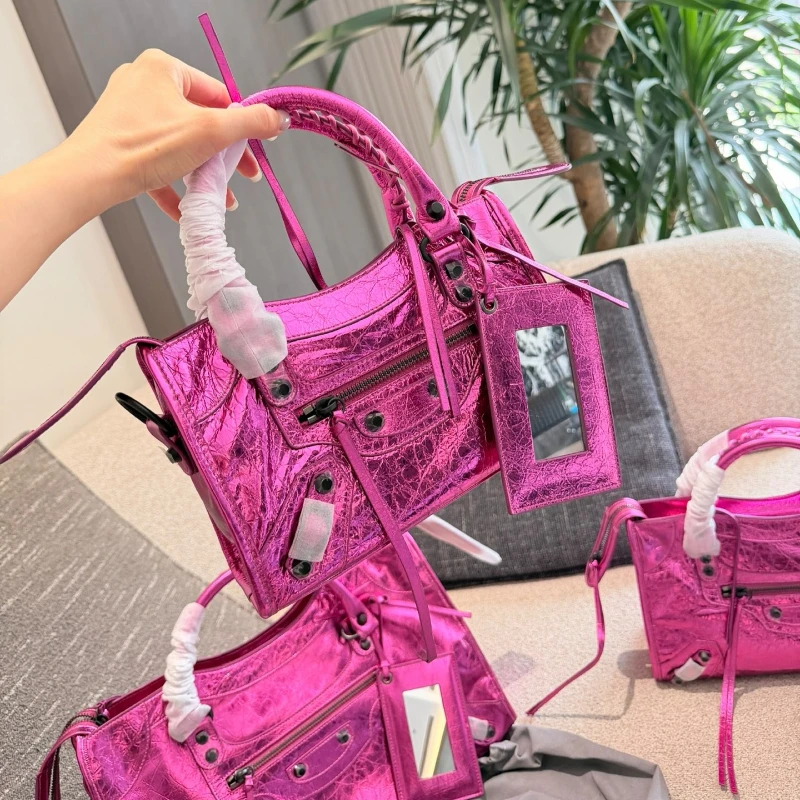 New Classic Motorcycle Bag Women High End Fashion Genuine Leather Underarm Shoulder Crossbody Handbag Retro Rivet Detachable Strap Daily Commuter Bag view 6