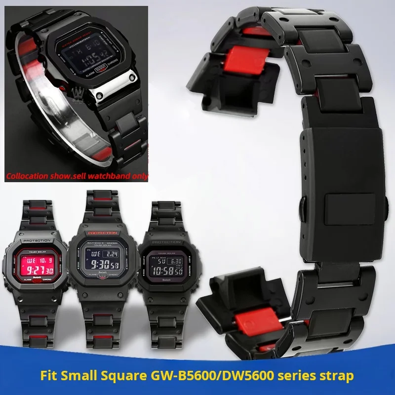 

Modified Watch strap For Casio GSHOCK Small square gw-b5600 Dw5600 GW-M5610 GA-2100 DW-6900 plastic steel watchband Men Bracelet