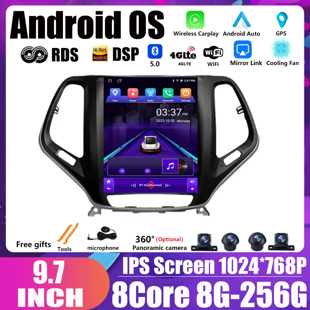 Android Autoradio Carplay Multimedia Auto 4G WIFI 9.7 Inch For Jeep Grand Cherokee 2016 2017 2018 Car Radio Stereo