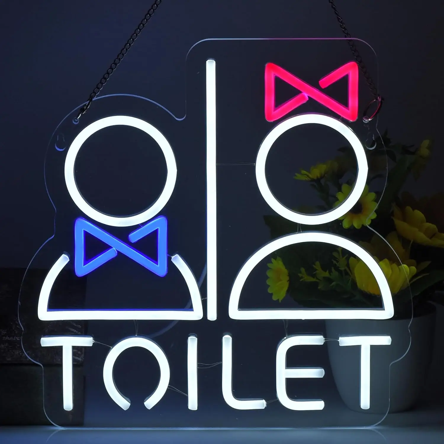 Toilet Neon Light Dimmable LED Neon Sign for cafe Hotel Club Restroom Decor Eye Catching Wall Mounted Toilet Sign Easy to Instal
