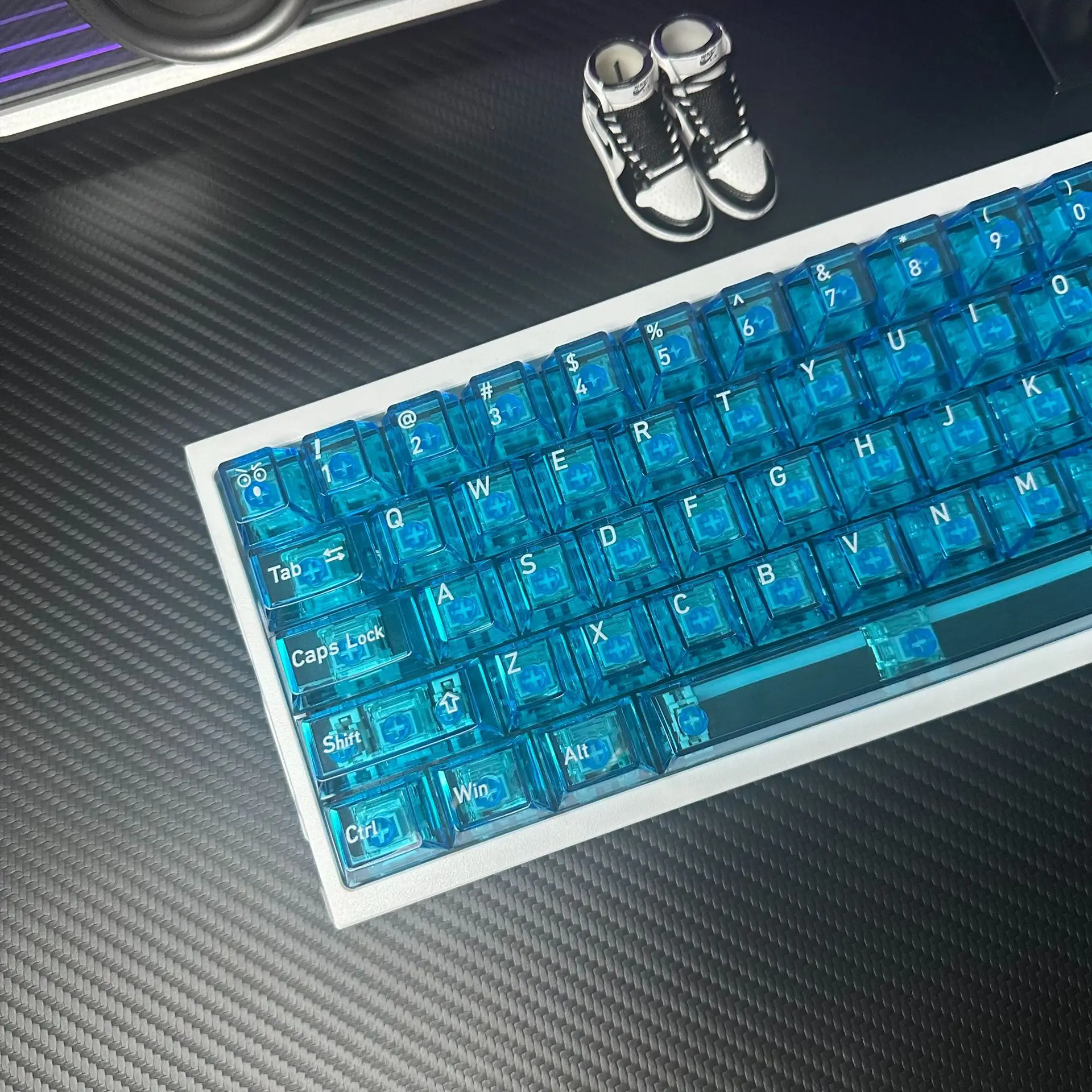 Snow Mountain Blue Transparent Original Transparent Keycap Adapted to Meijia Lion mad68/Night Demon ez63/wotting