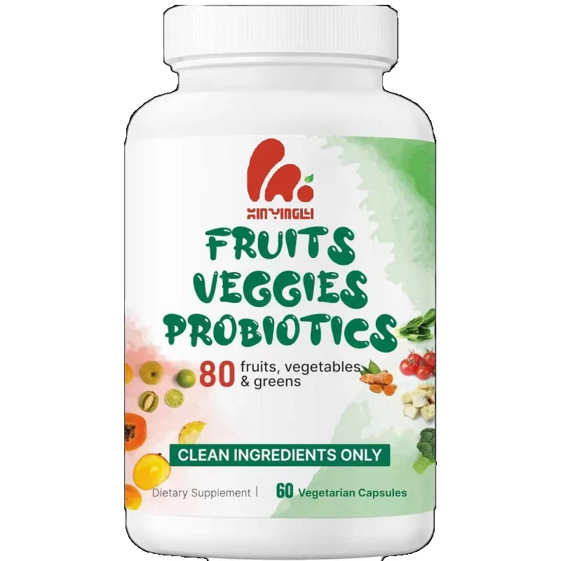 80+Super Vegetable and Fruit Complex with Probiotic Capsules | Immune, Gut, and Digestive Health Support