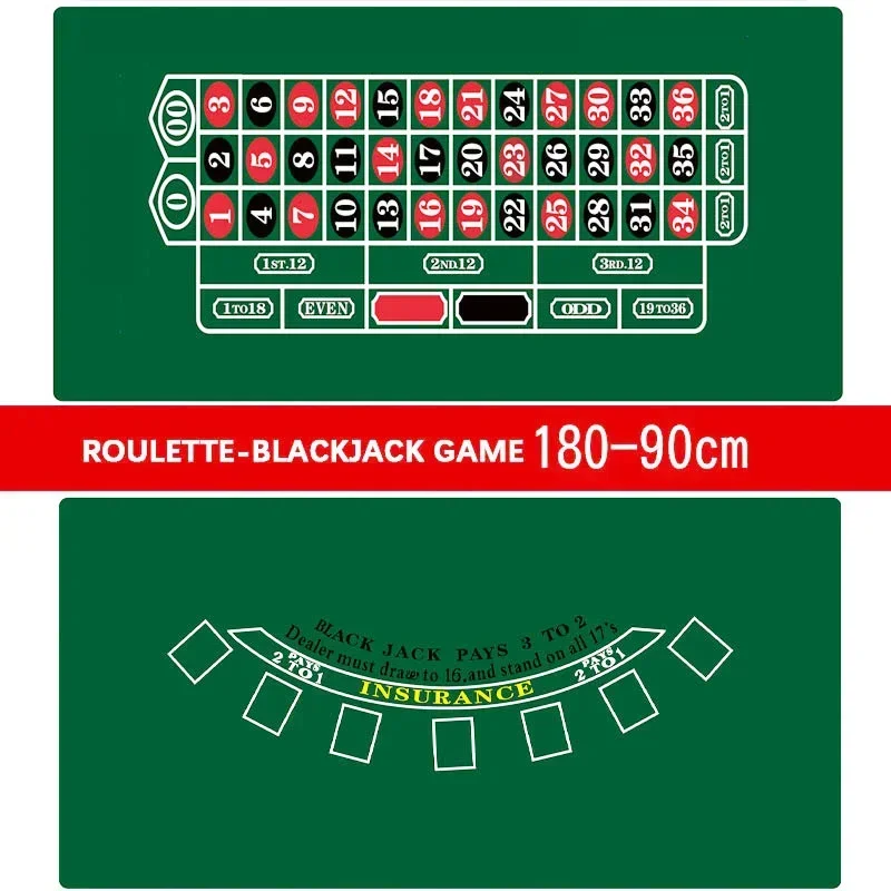 Двусторонняя скатерть для покера 90x180 см, нетканый коврик для стола для 21 рулеток, покера, ночные мероприятия, тематическая вечеринка