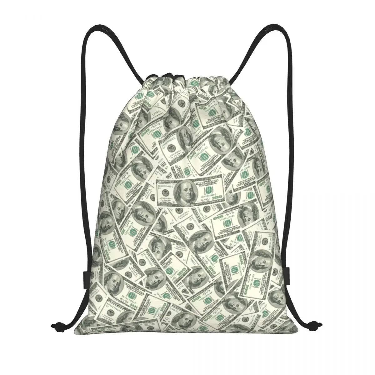 US American Dollar Bill borse con coulisse uomo donna pieghevole sport Gym Sackpack banconote modello Training Storage zaini