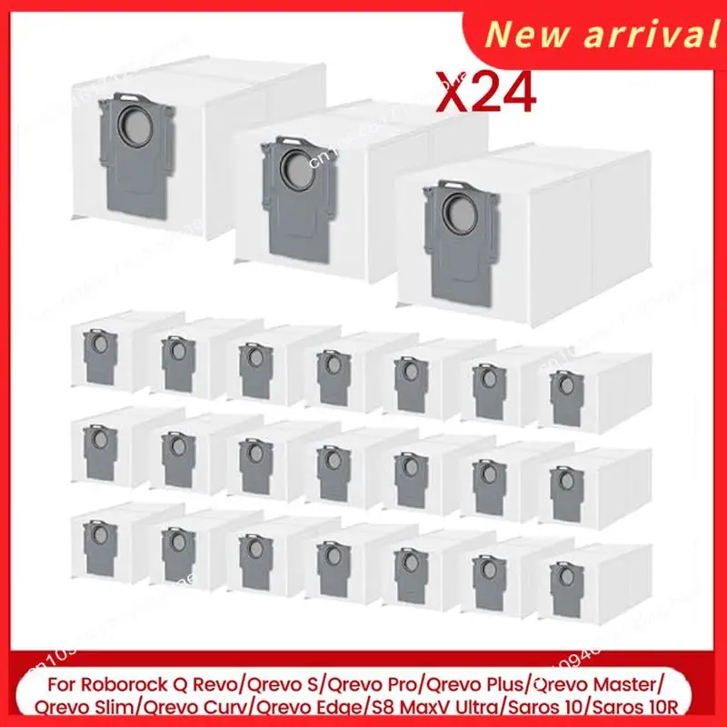 N89R 24 Dust Bags For Roborock Q Revo/Qrevo S/Qrevo Pro/Qrevo Plus/Qrevo Master/Qrevo Curv/S8 Maxv Ultra/Saros 10/Saros 10R