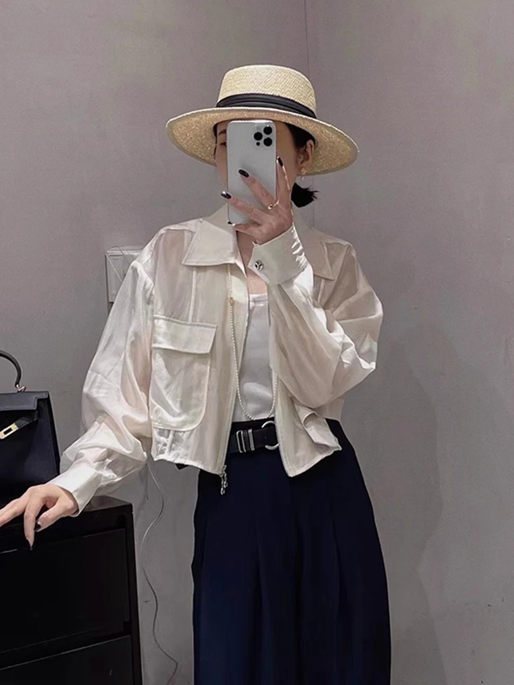 الكورية Sle طويلة Sve سستة تصميم لون نقي كيت المضادة للأشعة فوق البنفسجية أعلى فضفاض Faionable ملابس خارجية مكافحة الشيخوخة العصرية Jaet #2