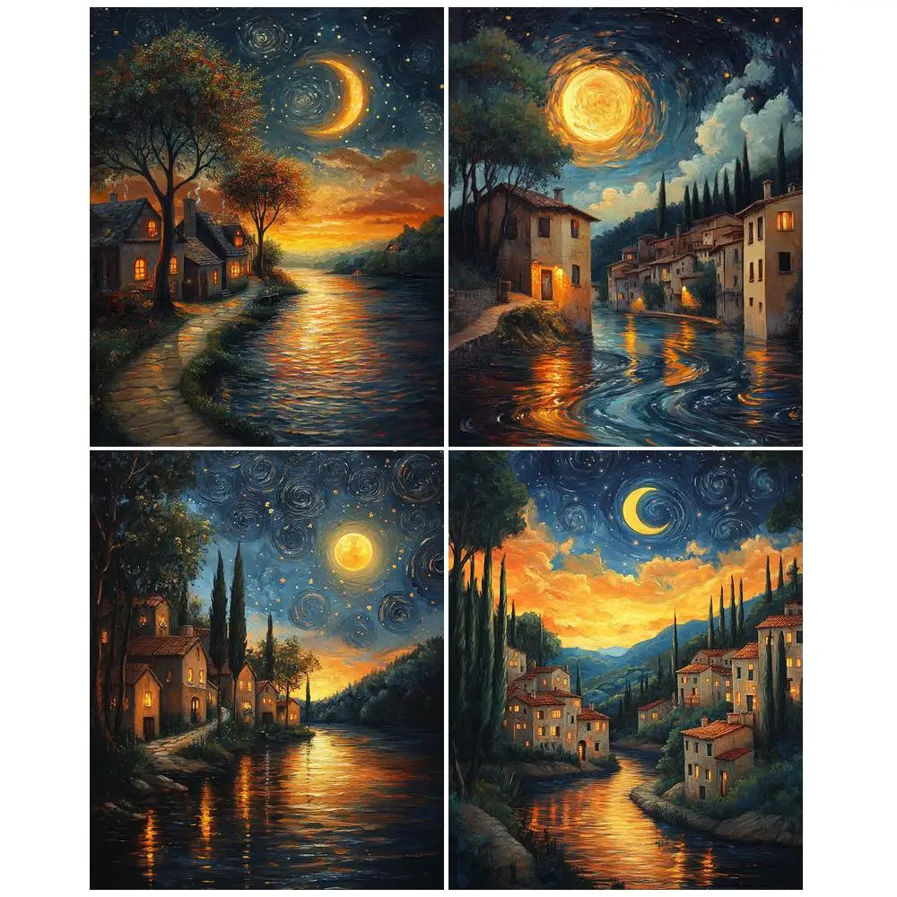 GATYZTORY Paint By Numbers Wall Decor Picture On Numbers Moonlight Scenery Number Painting For Adults Artwork Unique Gift