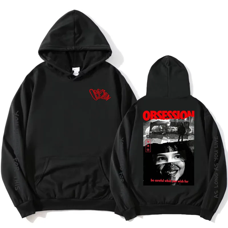 Obsession Makes Me Nervous Hoodie Long Sleeve Casual Unisex Streetwear Pocket Hooded Sweatshirt Design Graphic Print Merch Tops