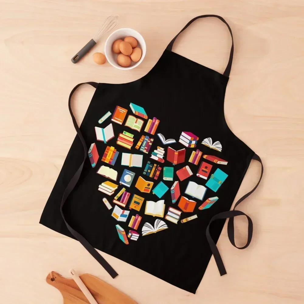 

Book Lover Heart Shape Reading Club Librarian Bookworm Gift Apron kitchen girl Kitchen Waterproof women Apron