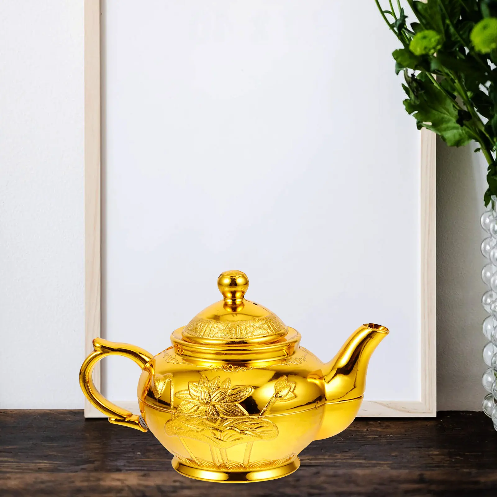 Buddhist Tea Kettle Offering Holder – Compact Plastic Desktop Ornament for Home Decor & Worship