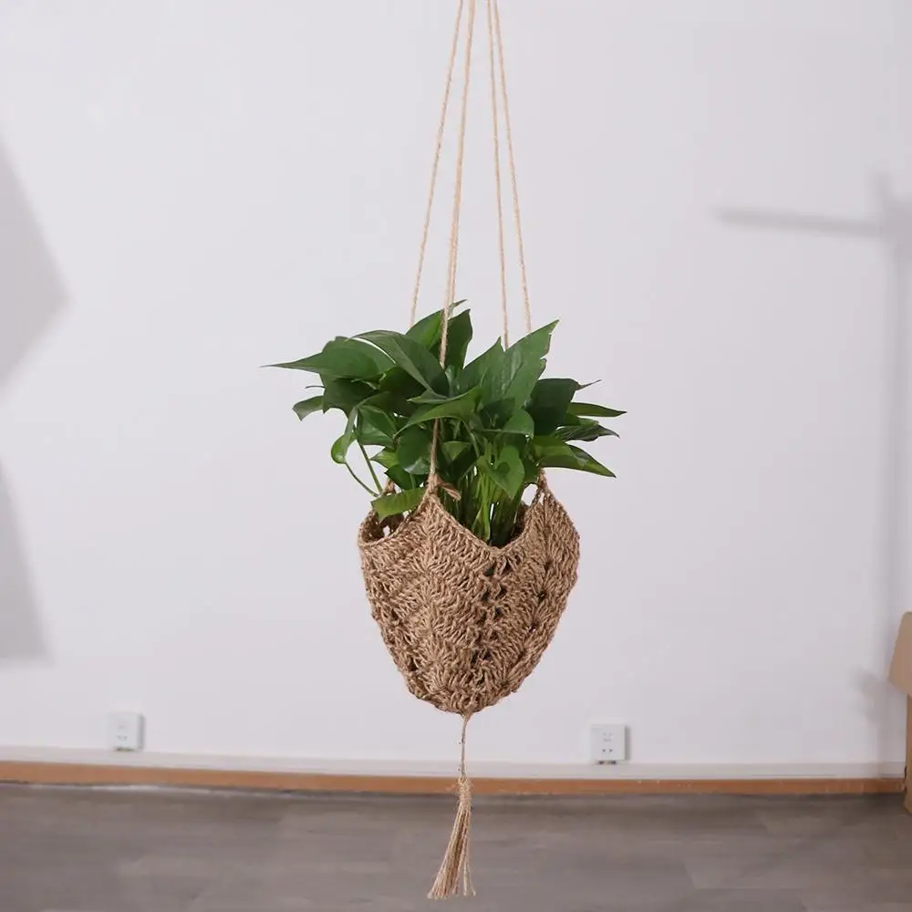 Creative Hat Shaped Macrame Flower Pot Hanging Basket Sturdy Hemp Rope Hanging Planter Hand Woven Plant Hanger Wedding