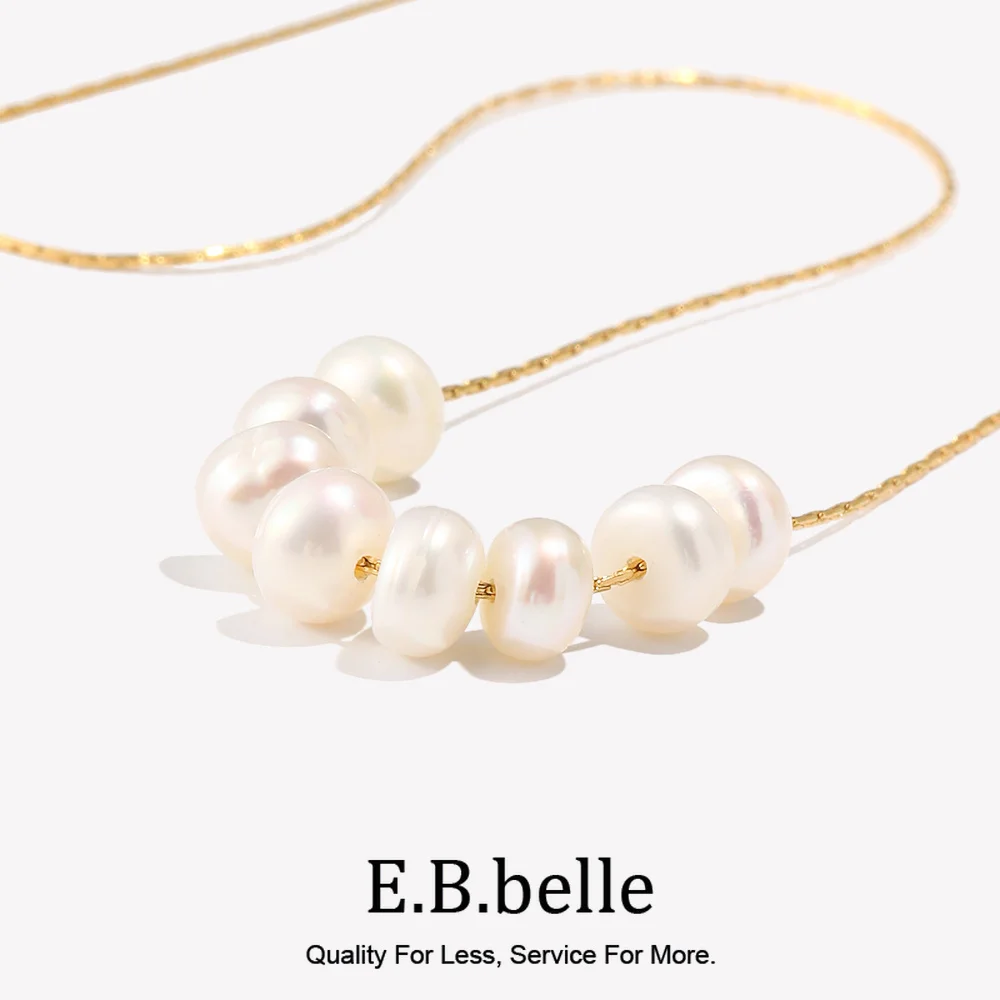 E.B.belle 2024 Nowe eleganckie akcesoria Y2K Naszyjnik z perłą słodkowodną Wodoodporny łańcuszek ze stali nierdzewnej dla kobiety