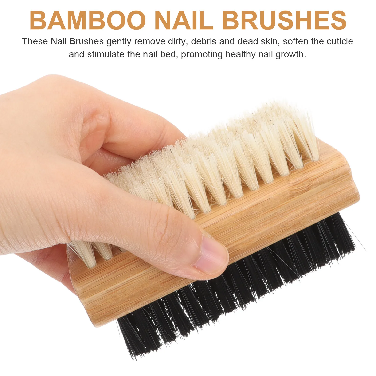 

2Pcs Bamboo Nail Brush Double-Side Scrubbing for Fingernails Cuticles Hands Feet and Shoes Store Essential Manicure