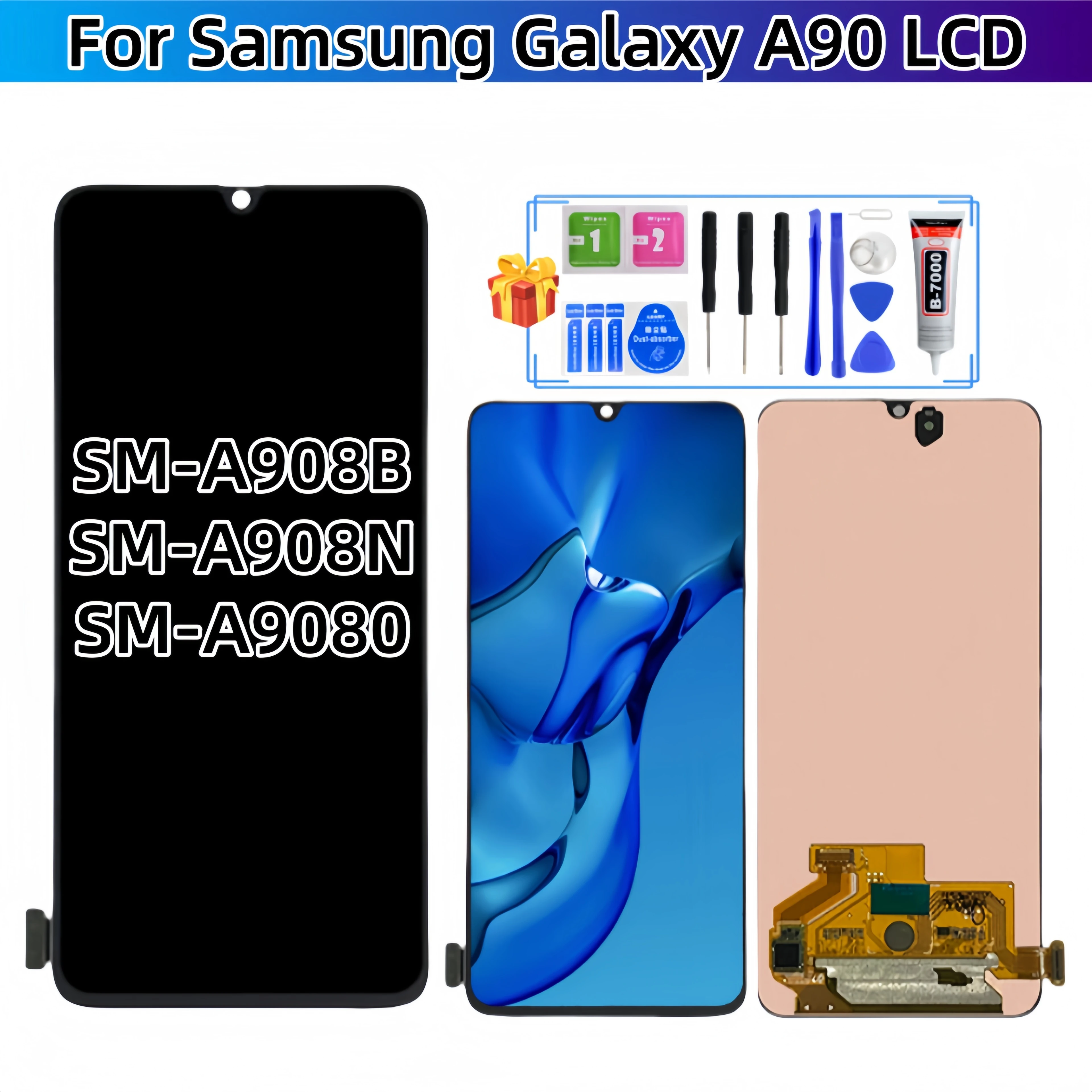 

Для Samsung Galaxy A90 5G 2019 SM-A908B SM-A908N SM-A9080 ЖК-дисплей с сенсорным экраном в сборе, запасные части для ЖК-дисплея