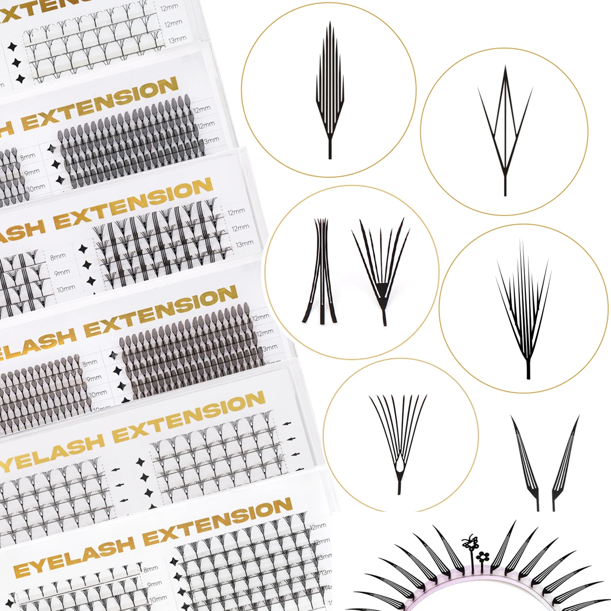 

RUJADE Feather Shape Premade Fan Lashes Comic Spire Eyelashes Automatic Flowering Russian Volume Eyelash Extension Fairy Lashes