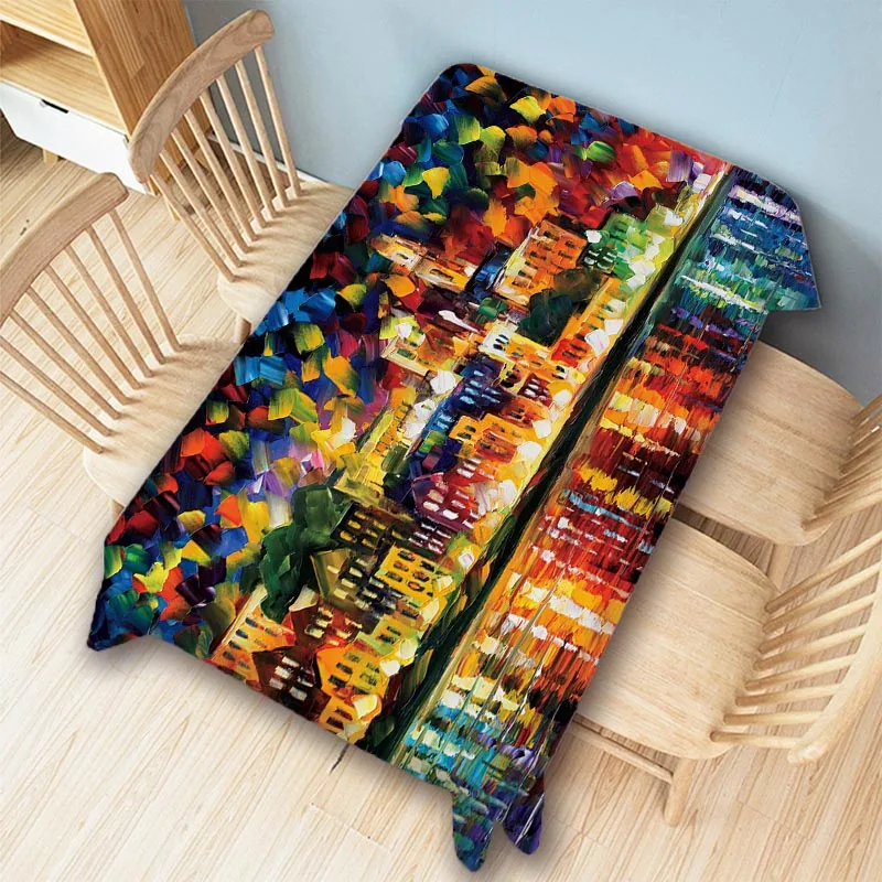 Colorful Beautiful Landscape Bridge Forest Eiffel Tower Oil Painting Wall Tapestry Water Resistant Funiture Cover Table Cloth