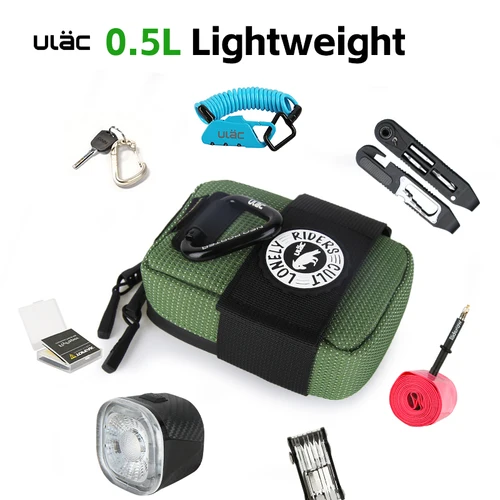 Imagen 2 del producto ULAC Mini bolsa para SILLÍN de bicicleta portátil, bolsa trasera impermeable de 0,5l, bolsa trasera con hebilla de liberación rápida para bicicleta de montaña y carretera, paquete de asiento para ciclismo