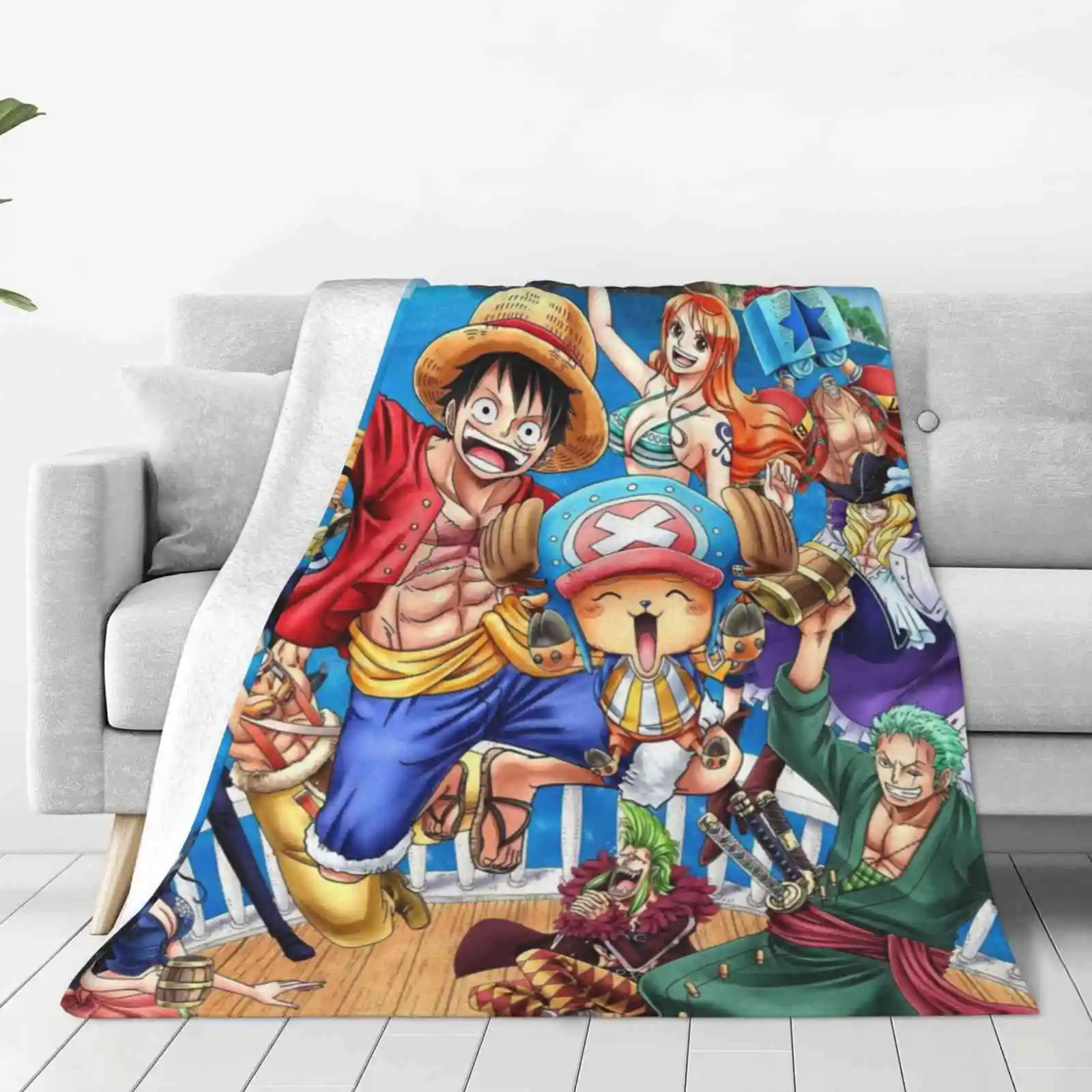 Jump Smile Shaggy Throw Soft Warm Blanket Sofa/Bed/Travel Love Gifts Movie Film Manga Japan Anime D Luffy Monkey Characters