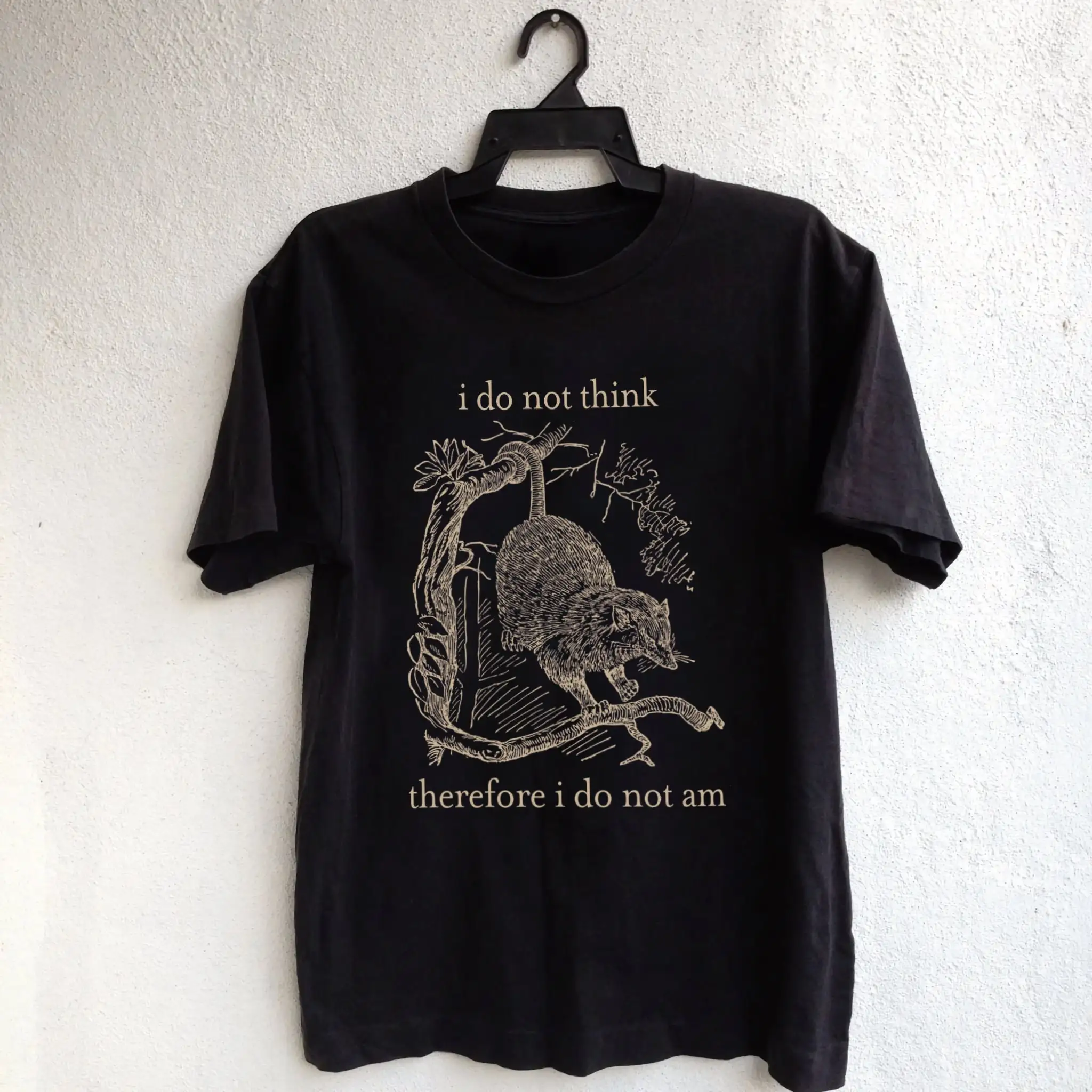 

i do not think therefore am Possum T Shirt Opossum dark academia Funny Gen Z Weird Meme