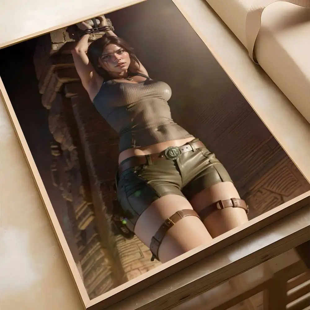 1 قطعة شخصيات اللعبة لارا كروفت ملصق ذاتية اللصق الفن مقاوم للماء ورقة ملصق مقهى بار غرفة جدار ديكور #5