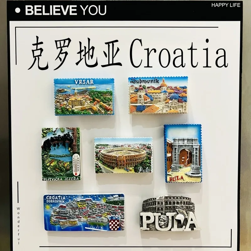 Classics Croatia 3D Fridge Magnets Collection Handicraft Gift Tourism Souvenir Resin Refrigerator Magnets Sticker Decoration