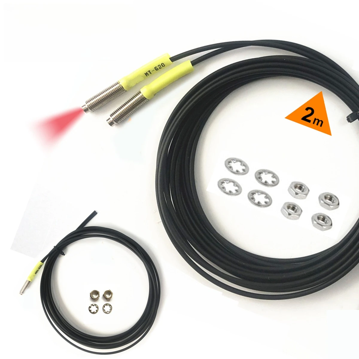 مستشعر الألياف الضوئية مع كابل طويل 2 متر لمكبر الصوت الكهروضوئي التبديل منتشر عاكس من خلال شعاع M3 M4 M6 #6