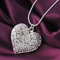 Wholesale fashion 925 Silver Plated jewelry wedding elegant charm retro exquisite heart pendant necklace women P218