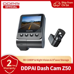 DDPAI 4K Dash Cam Z50 Front and Rear Cam Car Camera with 4K Built-in WiFi GPS ADAS Dual Dash Camera Car DVR Support Rear Cam