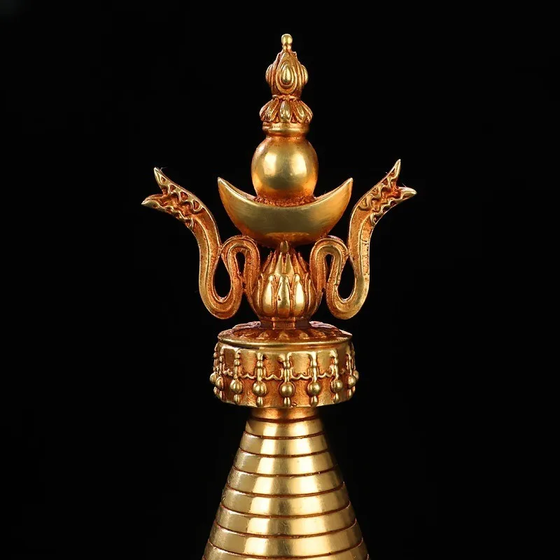 Pure copper Sun and Moon , Relic , Buddhist Ornament, Tibetan Vajrayana Gilded Antique Bodhi Pagoda O