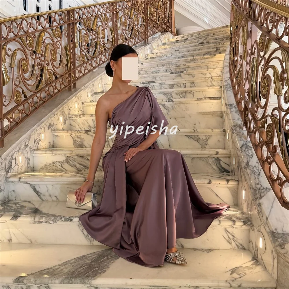 Abiti lunghi monospalla a trapezio drappeggiati con pieghe semplici in stile moderno personalizzato Abiti da sera Taglie disponibili Classici