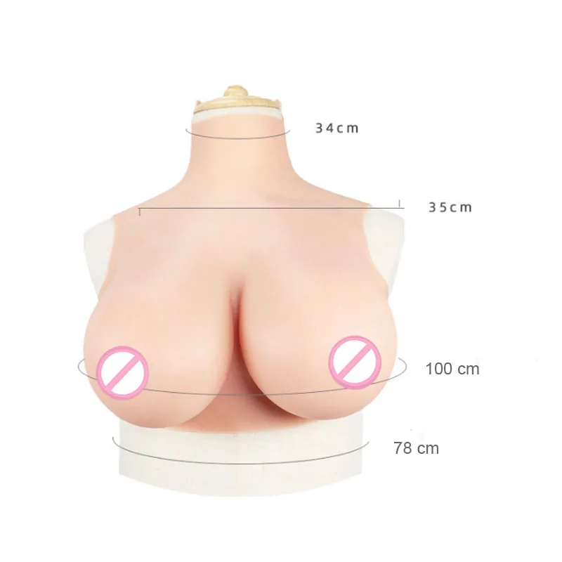 YONGXI 3d Women Silicone Body Close to The Ear Design Silicone Breasts Dress for The Sissy Costume Artificial Chest  D E Cup