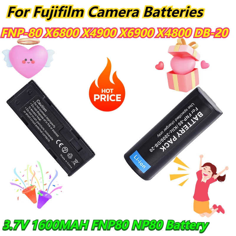 

3.7V 1600MAH FNP80 NP80 Battery For Fujifilm FNP-80 X6800 X4900 X6900 X4800 DB-20 Camera Batteries